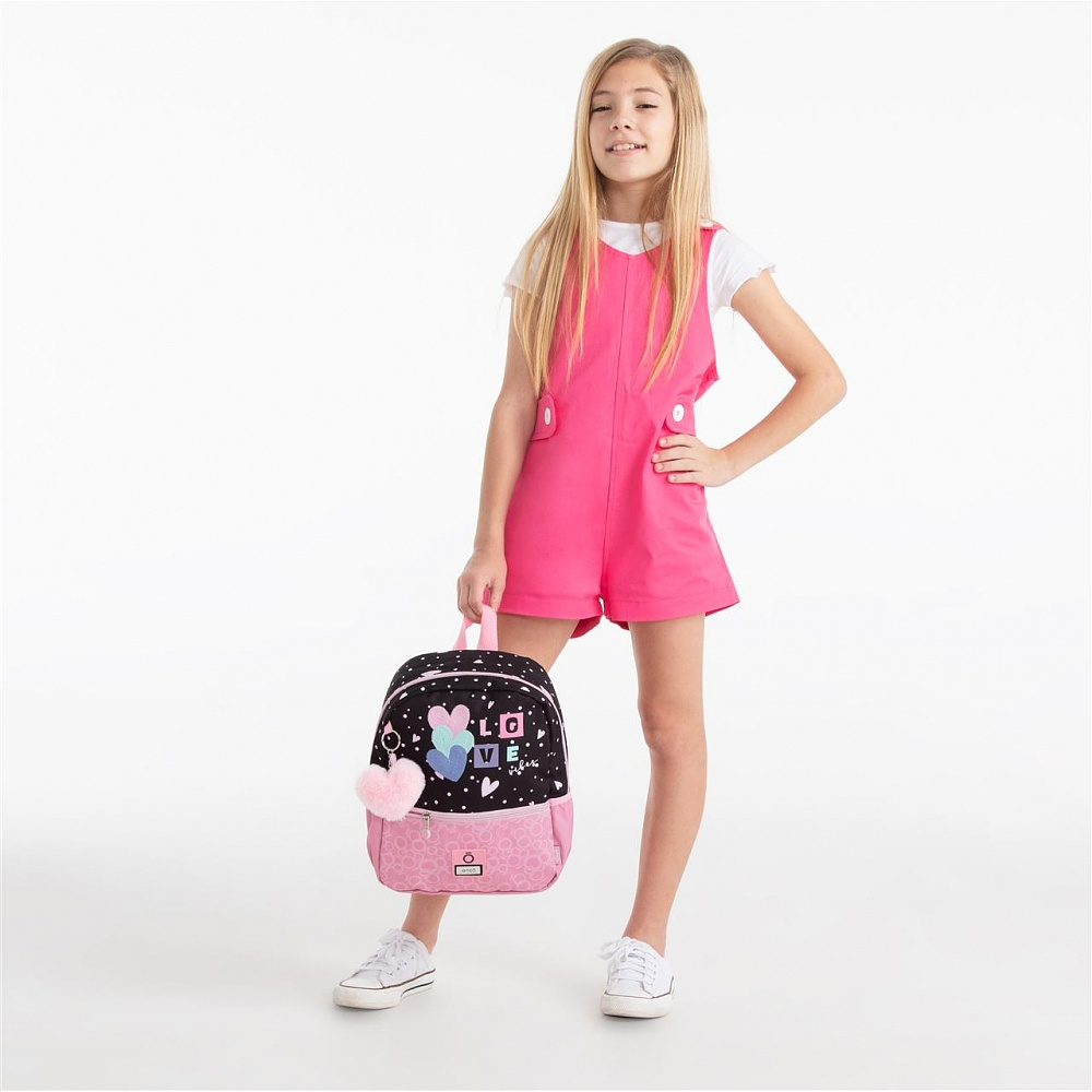 Рюкзак школьный Enso "Love vibes" L, черный, розовый - 9