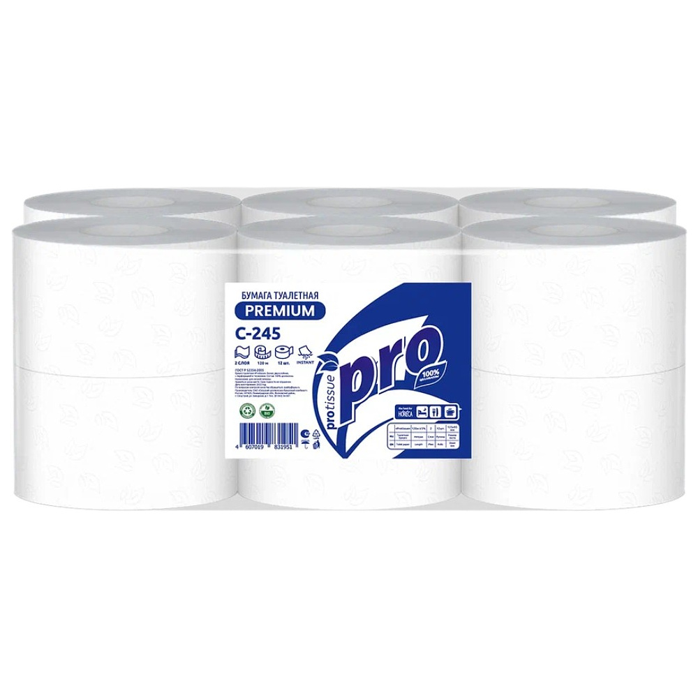 Бумага туалетная  PROtissue 120м, 2 слоя, Instant, 100% целлюлоза