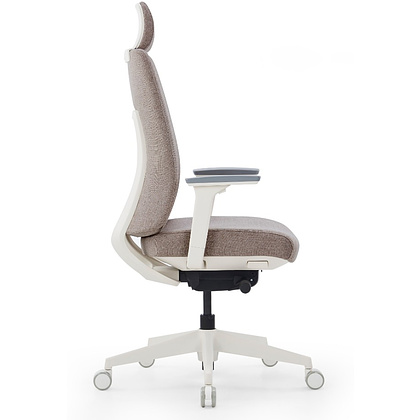 Кресло компьютерное SitZone CH-K55A-BS, ткань, бежевый, пластик, корпус белый - 3