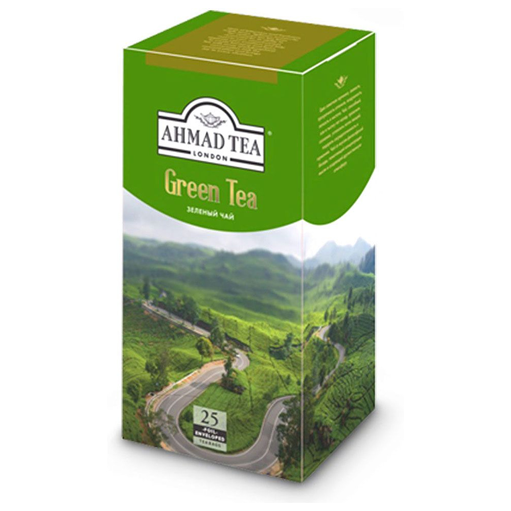 Чай "Ahmad Tea" Green Tea, 25 пакетиковx2 г, зеленый