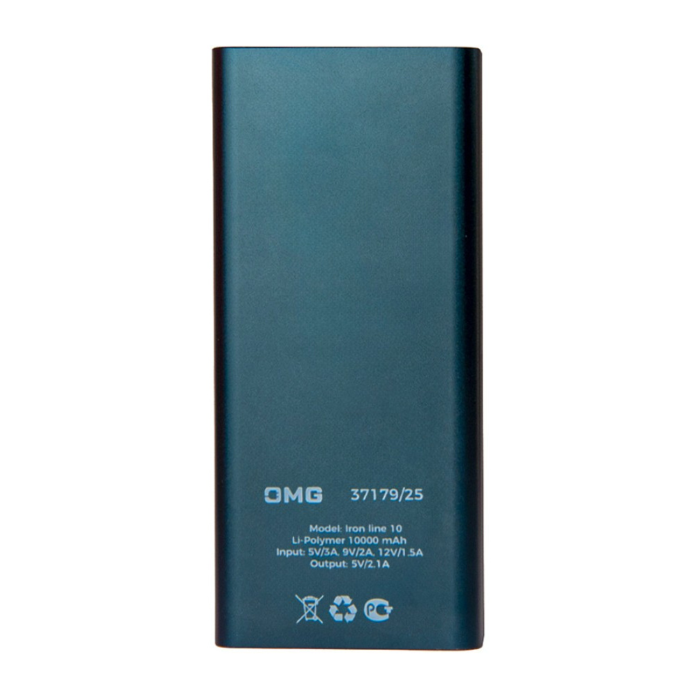 Внешний аккумулятор Power Bank "Iron line 10", 10000 mAh, металл, синий - 3