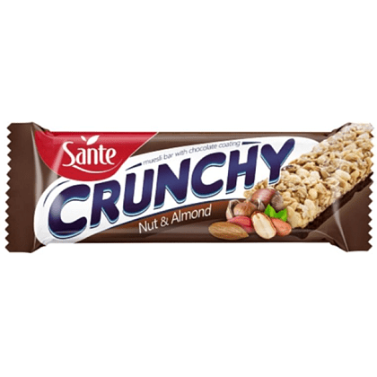 Батончик-мюсли "Sante Crunchy" с лесным орехом и миндалем в шоколаде, 40 г