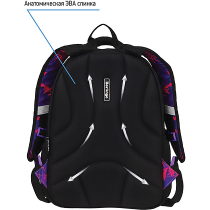 Рюкзак школьный "Flora neon", черный, фиолетовый - 3