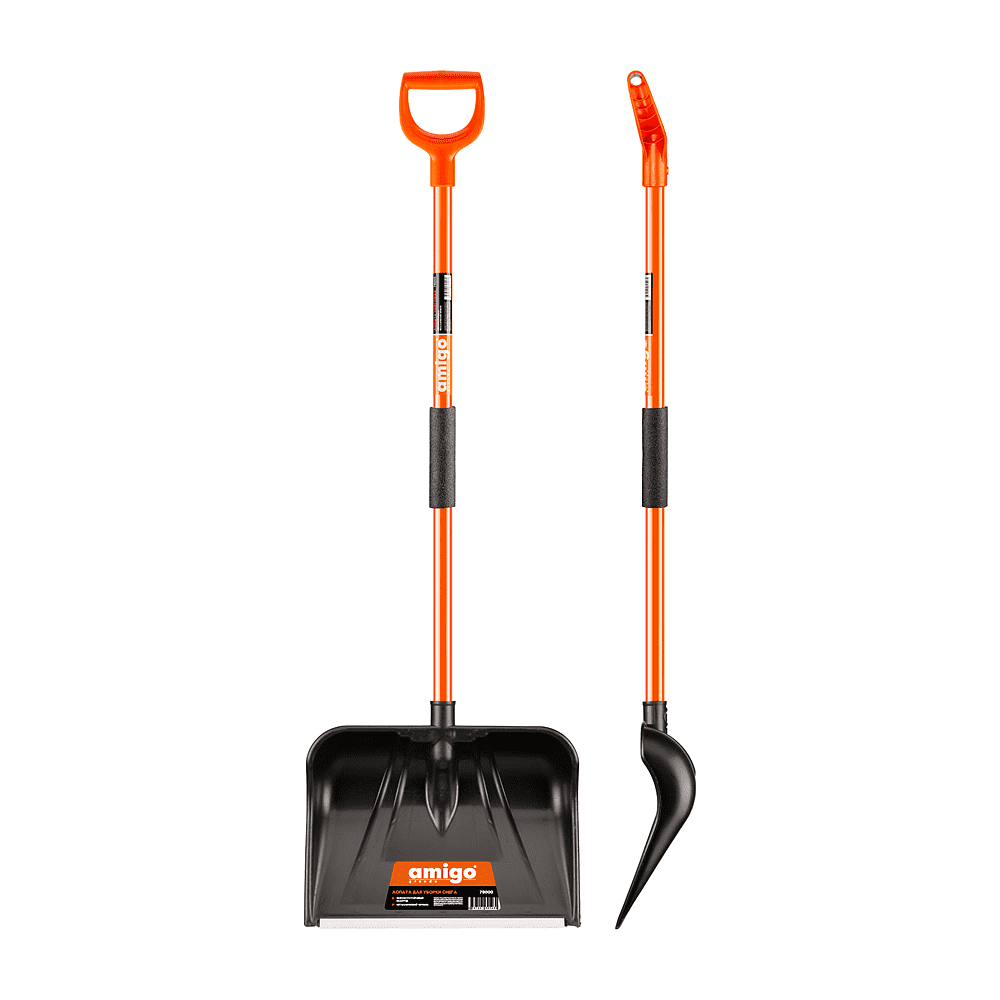 Лопата снеговая Amigo, 450x330, морозостойкий полипропилен, ребра жесткости, стальной черенок, D-образная рукоятка, черная - 4