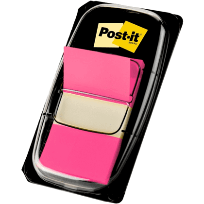 Закладки пластиковые "3М", 25х43 мм, 50 шт, ярко-розовый, в диспенсере