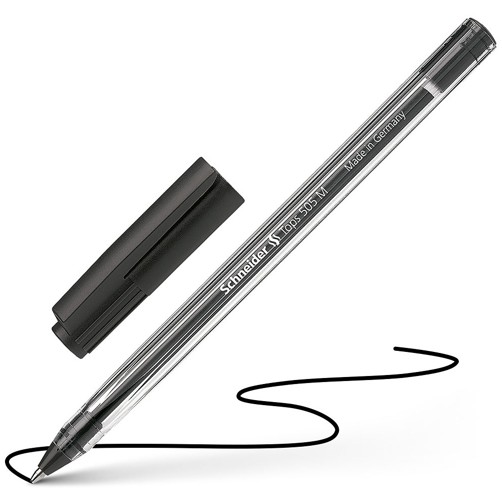 Ручка шариковая "Schneider Tops M", 0.5 мм, прозрачный, стерж. черный - 2