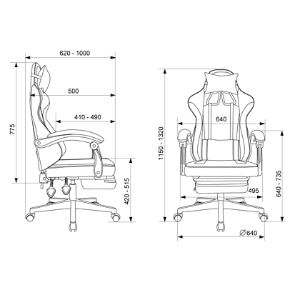 Кресло игровое Бюрократ Knight "Custom/F GR", ткань, пластик, серый, черный - 15