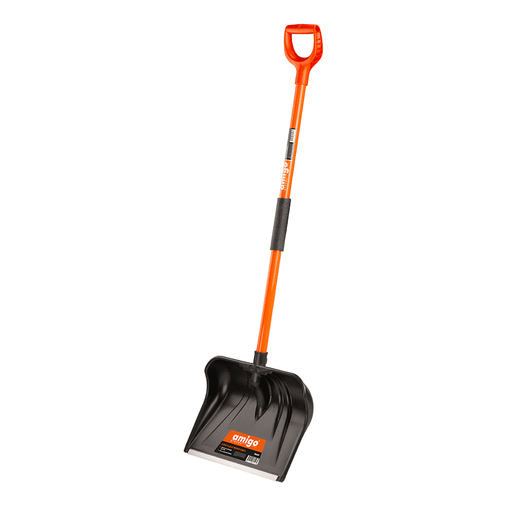 Лопата снеговая Amigo, 450x330, морозостойкий полипропилен, ребра жесткости, стальной черенок, D-образная рукоятка, черная