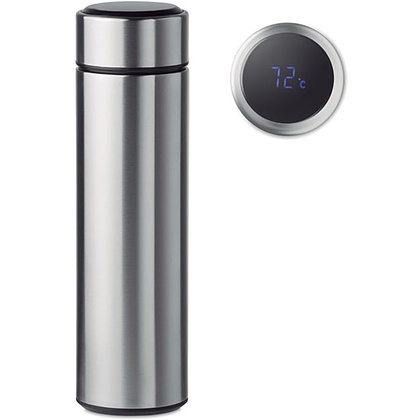 Термос "Pole" с термометром, металл, 450 мл, серебристый матовый