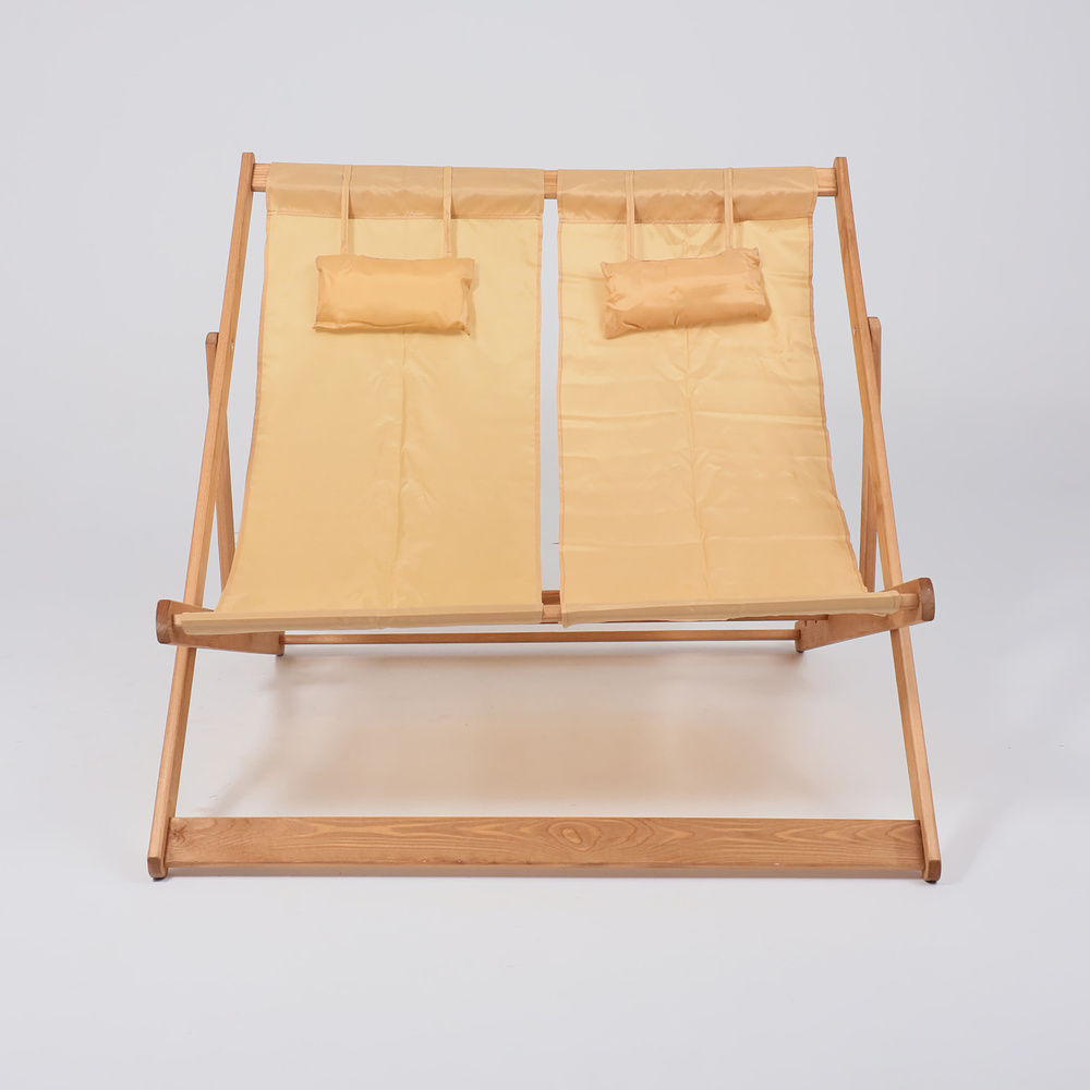 Кресло-шезлонг двойной DYATEL, ткань, бежевый, массив сосны  - 2