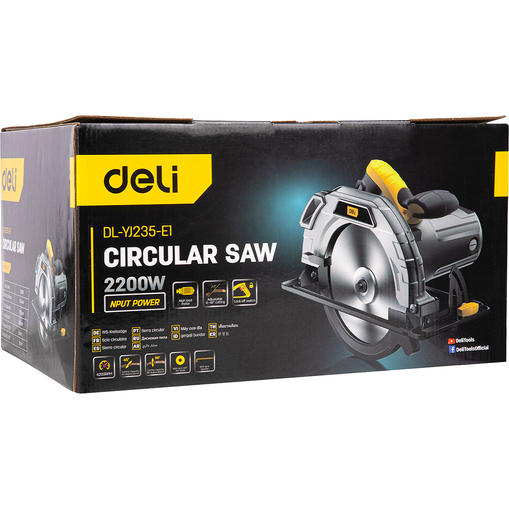 Пила циркулярная Deli YS EDL-YJ235-E1 2200 Вт, 235 мм, глубина до 80 мм - 5