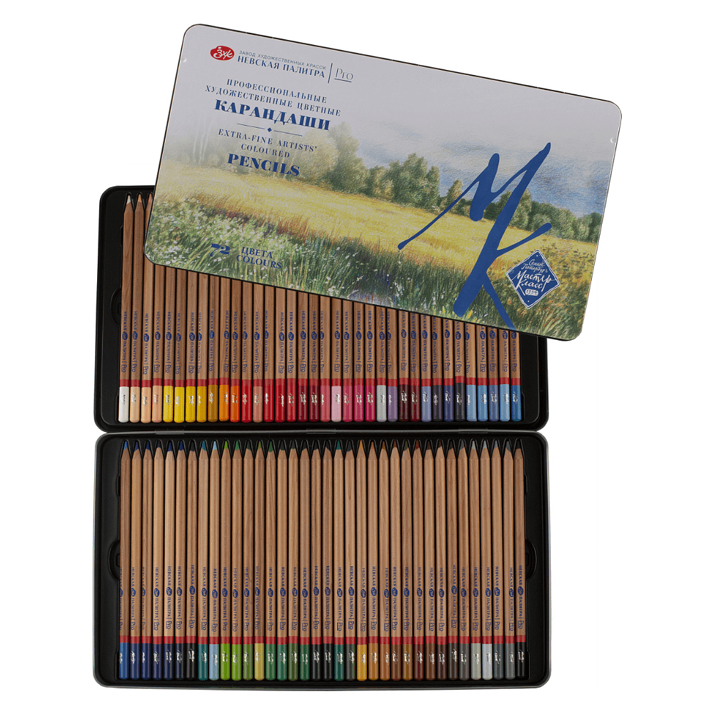 Цветные карандаши "Мастер-Класс", в жестяном пенале, 72 цвета