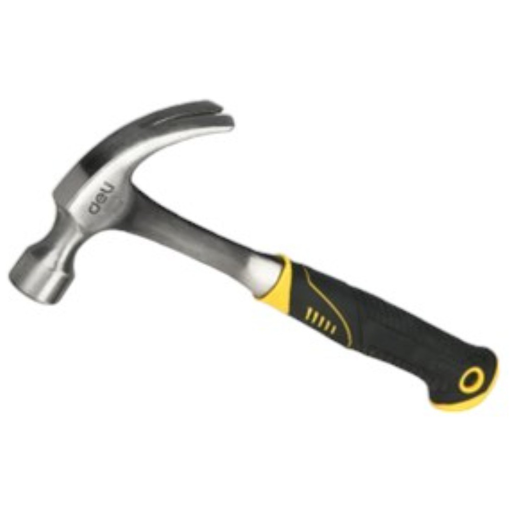 Молоток-гвоздодер "Deli" 0,87 кг, фиберглассовая рукоятка