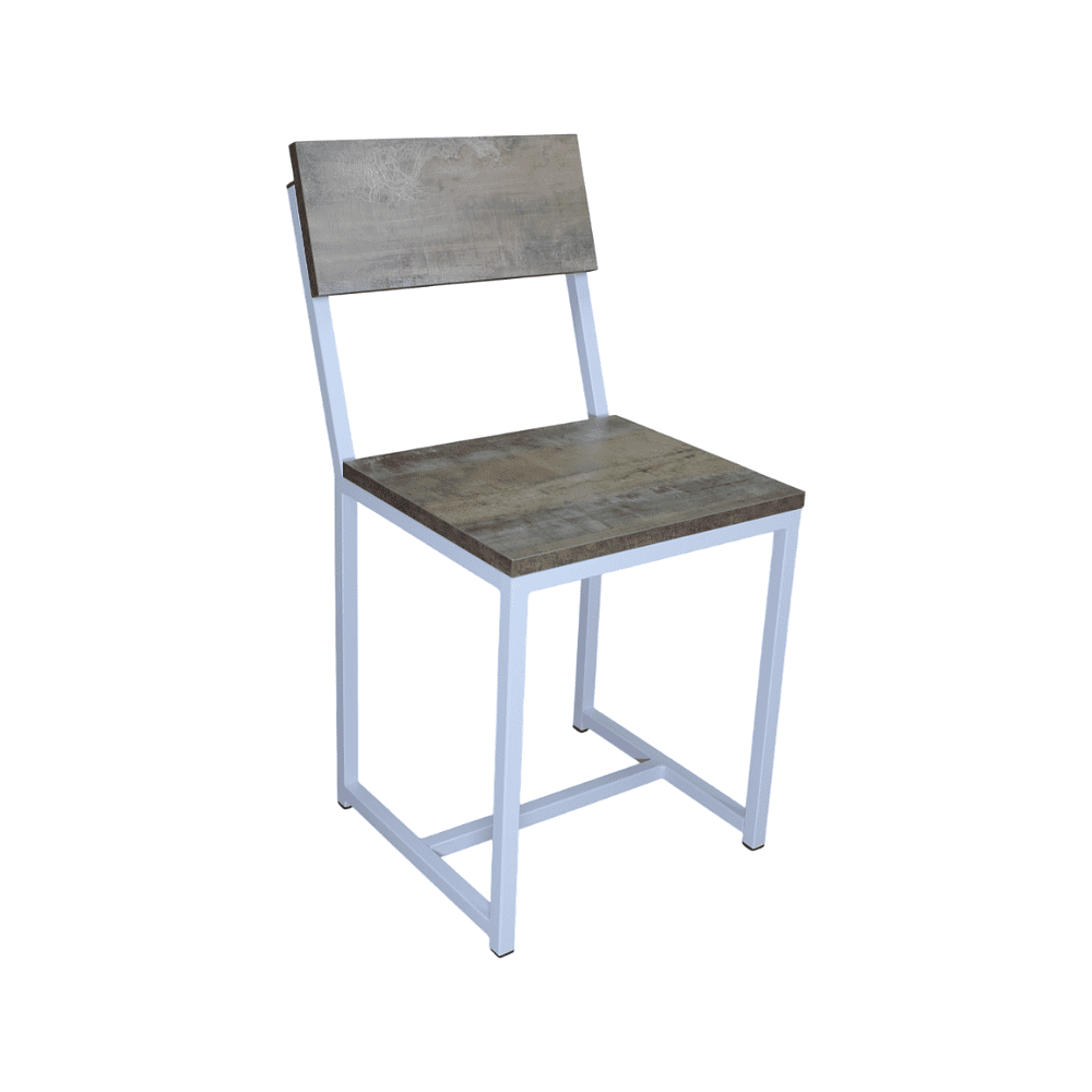 Стул ALLERD RION, металл, ЛДСП, белый муар, Австралийское дерево