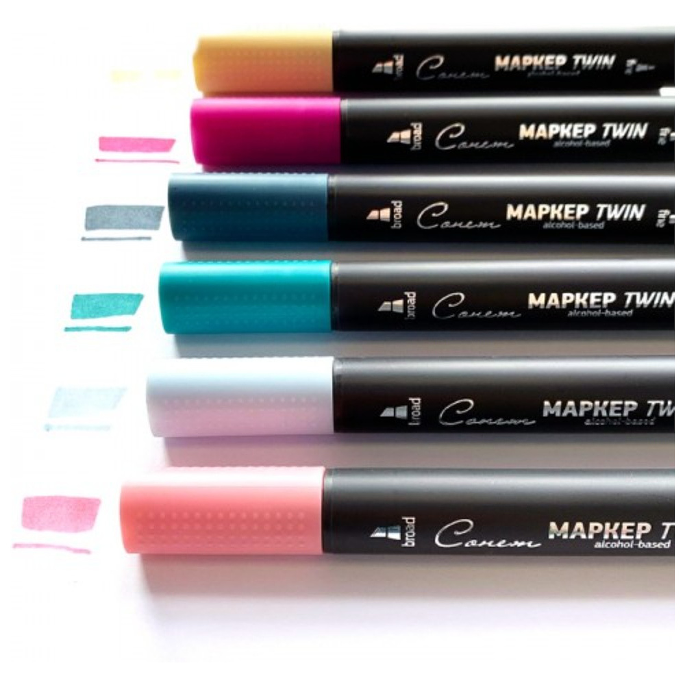 Маркер перманентный "Сонет Twin Brush", черный - 6