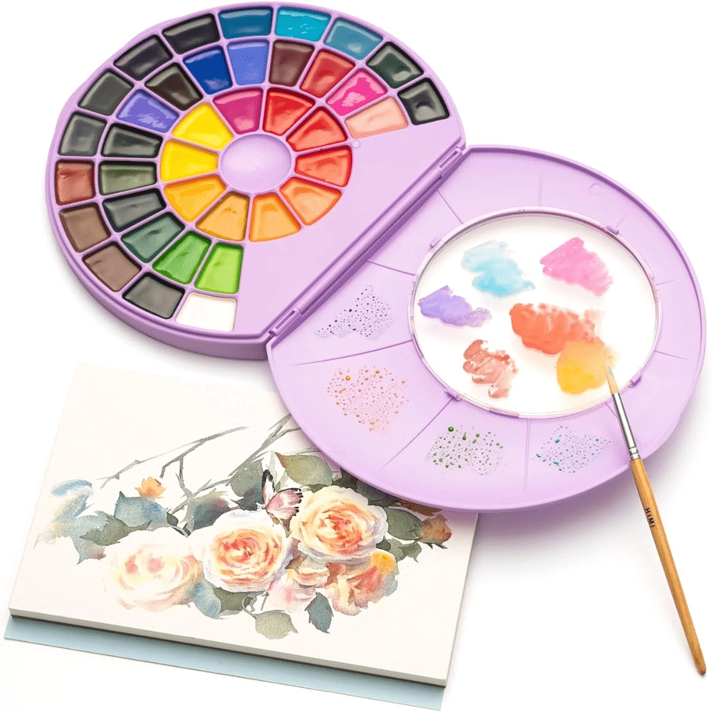 Краски акварельные "Himi", набор, 38 цветов, фиолетовый футляр - 4