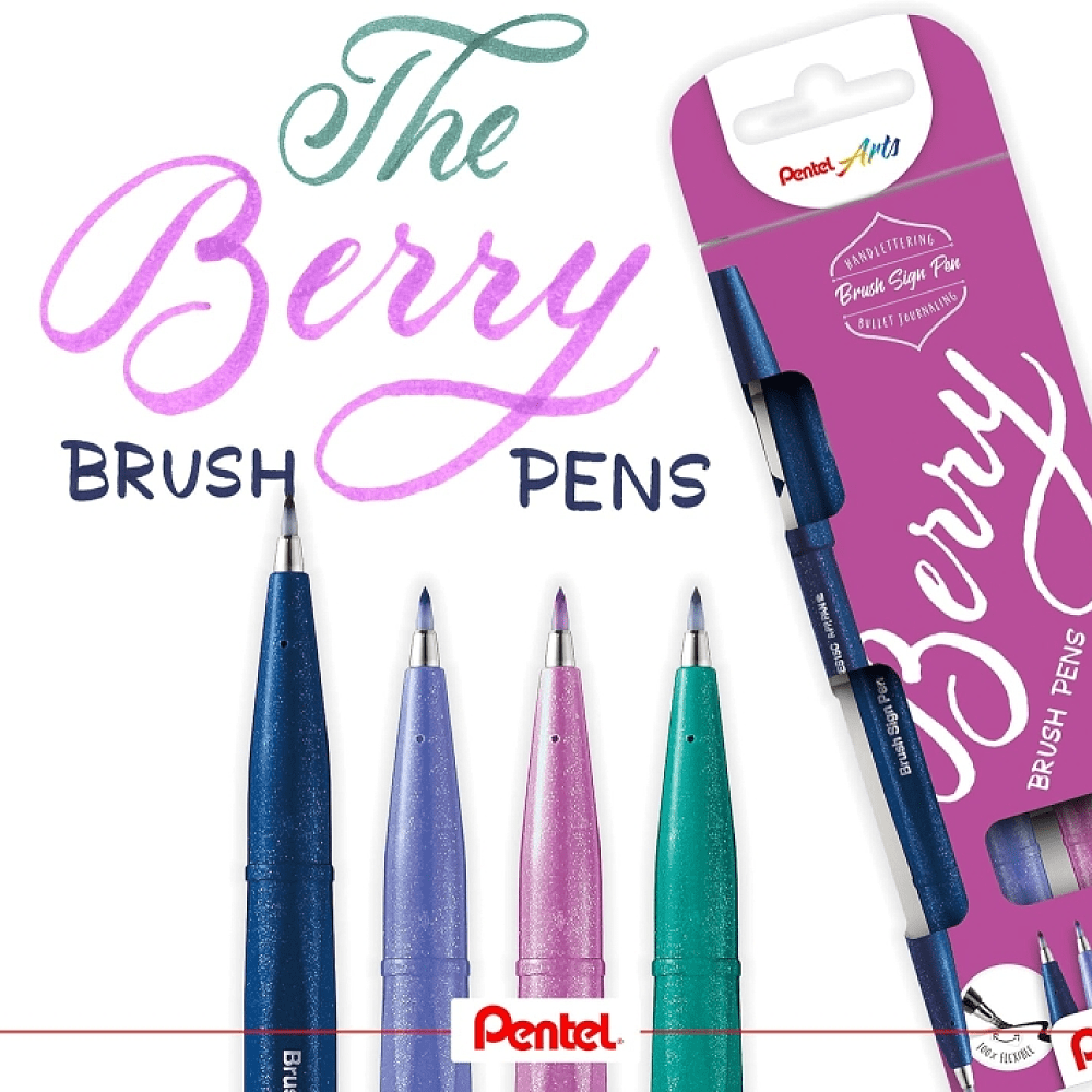 Маркер-кисть "Brush Sign pen. Berry", 4 шт - 3