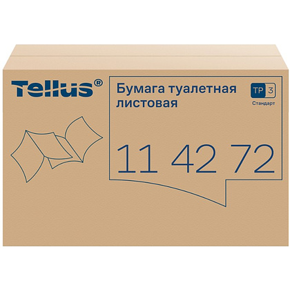 Бумага туалетная  Tellus Стандарт, TР3, листовая, 250 листов, 1 слой - 3