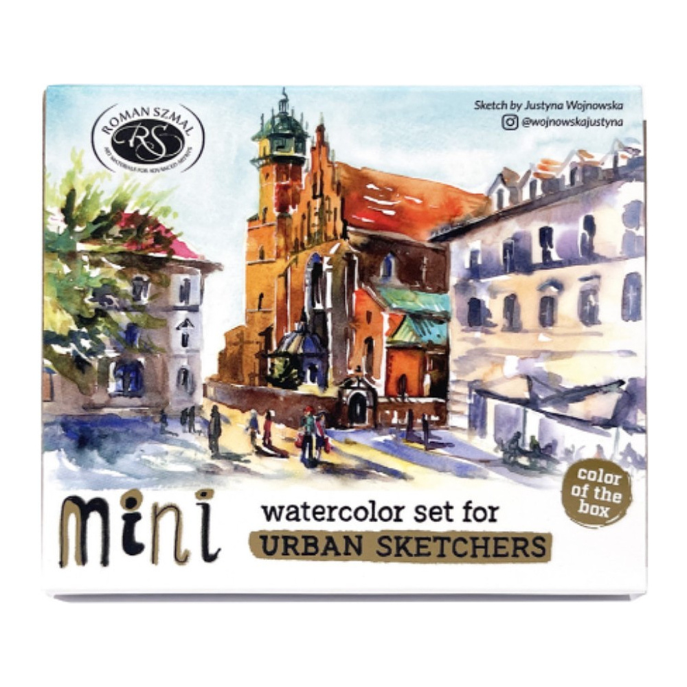 Краски акварельные "Aquarius. Mini Urban Sketcher set", 8 цветов, полукюветы, коробка, золотая - 2