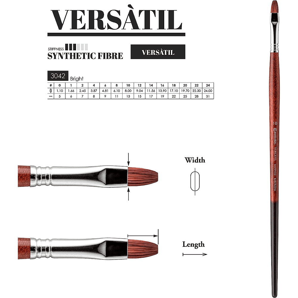 Кисть для рисования "Escoda Versatil Brush L/H 3042", синтетика, "кошачий язык", №6 - 3