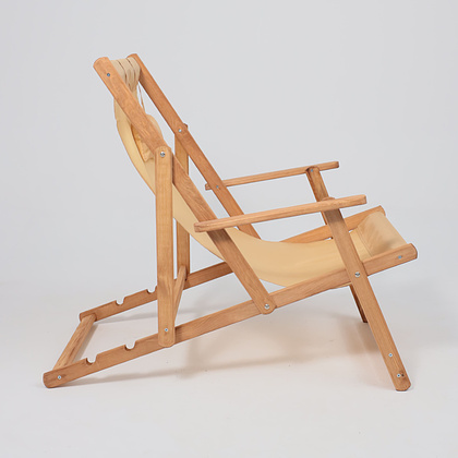 Кресло-шезлонг DYATEL с подлокотниками, ткань, бежевый, массив сосны - 3