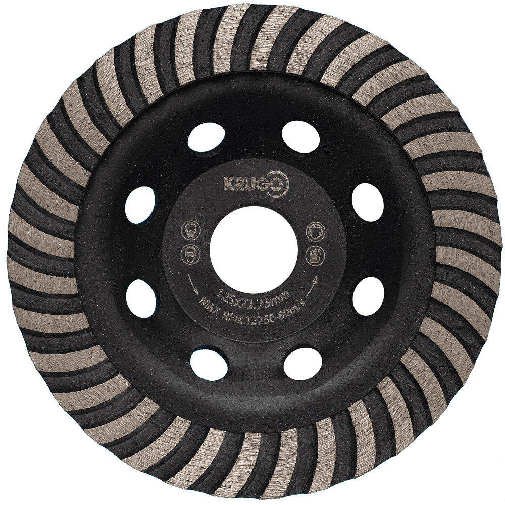Чашка алмазная по бетону Krugo, 125x22.23 мм, турбо
