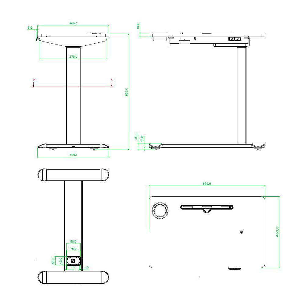 Стол подъемный с электроприводом одномоторный AOKE REST WOOD, черный/темное дерево (AK-MR-P20-C-BK+WN) - 4
