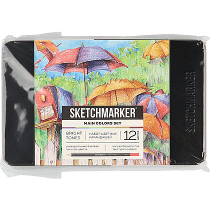 Карандаши цветные "Sketchmarker Основные цвета", набор 12 цветов, жестяной пенал - 2