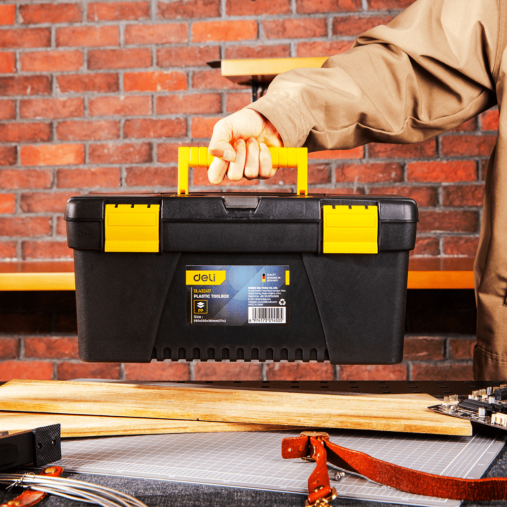 Ящик для инструмента Deli "EDL432417", 380x200x180 мм, пластмасса, с секциями - 7