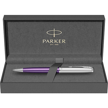 Ручка шариковая автоматическая Parker "Sonnet Essential SB K545", 0,7 мм, серебристый, фиолетовый, стерж. черный - 2