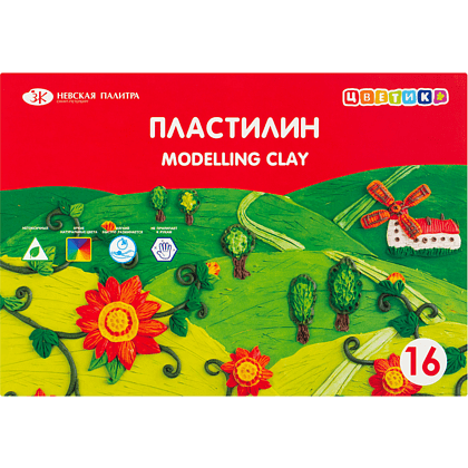 Пластилин "Цветик",16 цветов