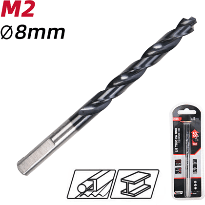 Сверло по металлу Deli RS EDH-MHZ080-E4, 8.0 мм, DIN 338, HSS-TiN - 2