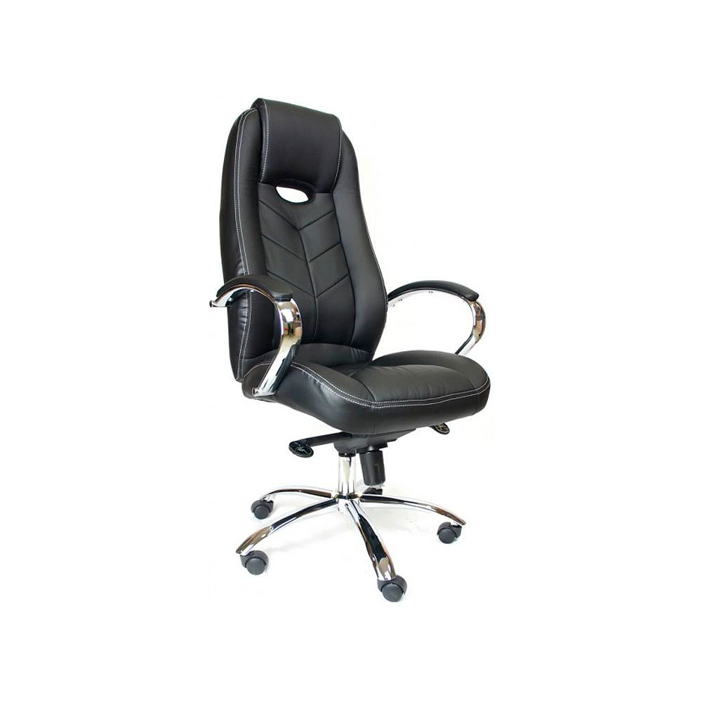 Кресло для руководителя EVERPROF "DRIFT", натуральная кожа, металл, черный