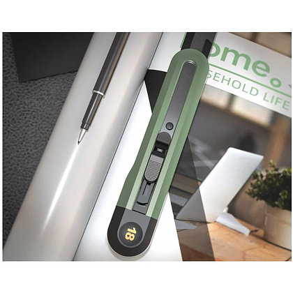 Набор ножей строительных Deli HSEHT4003L, 3 шт (ножи 9мм/18мм/трапеция), Soft Touch, зеленый - 13