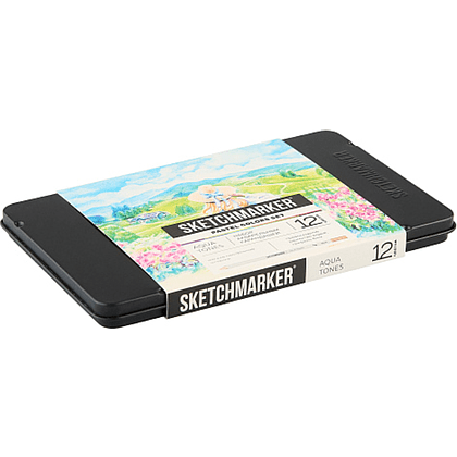 Цветные карандаши акварельные "Sketchmarker Пастельные оттенки", набор 12 цветов, жестяной пенал - 3