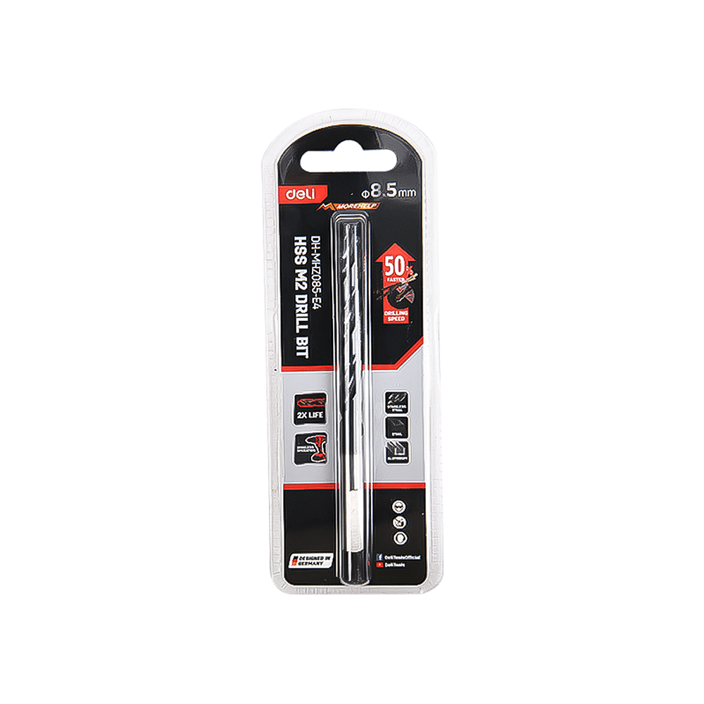 Сверло по металлу Deli RS EDH-MHZ085-E4, 8.5 мм, DIN 338, HSS-TiN - 3