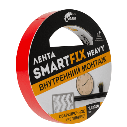 Лента клейкая двусторонняя 15 мм x 3 м SmartFix Heavy SFV1530T монтажная, сверхсильная, прозрачная