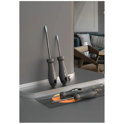 Набор отверток Deli HS HT1004, 4 шт. (PH1х100,PH2х150,SL5х100, SL6х150), Soft Touch, черный - 2