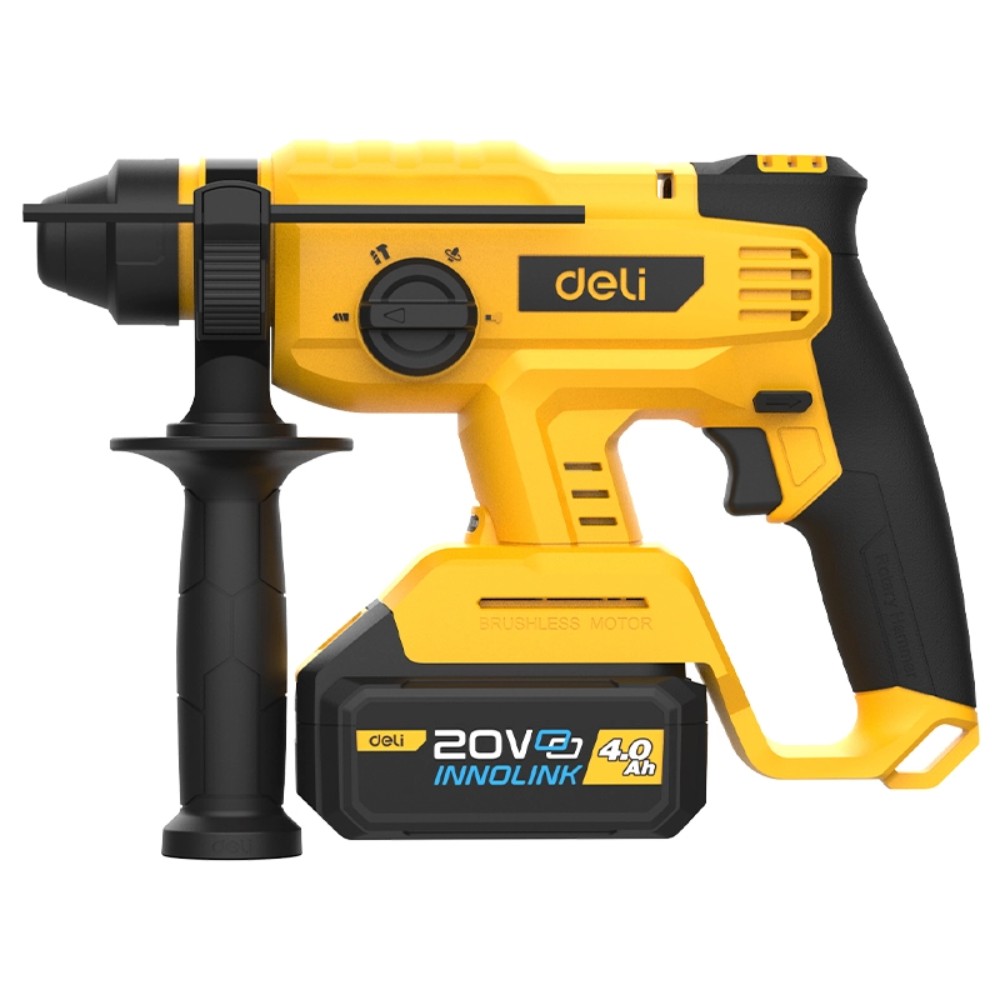 Перфоратор Deli YS EDC300, аккум., 2 Дж, 13-28 мм, 3 реж., 4 А·ч*2, з/у 2А, коробка, черный, желтый - 3