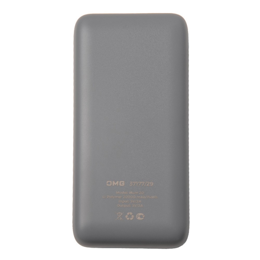 Внешний аккумулятор Power Bank "Num 20", 20000 mAh, серый - 2