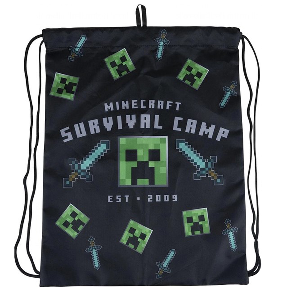 Мешок для обуви "Minecraft", 33x45 см, черный, зеленый