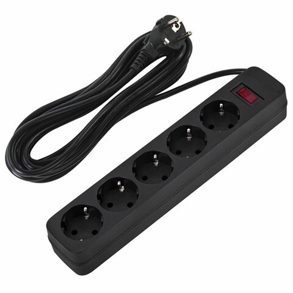 Сетевой фильтр Sonnen SPB-505, 5 м, 5 розеток, черный