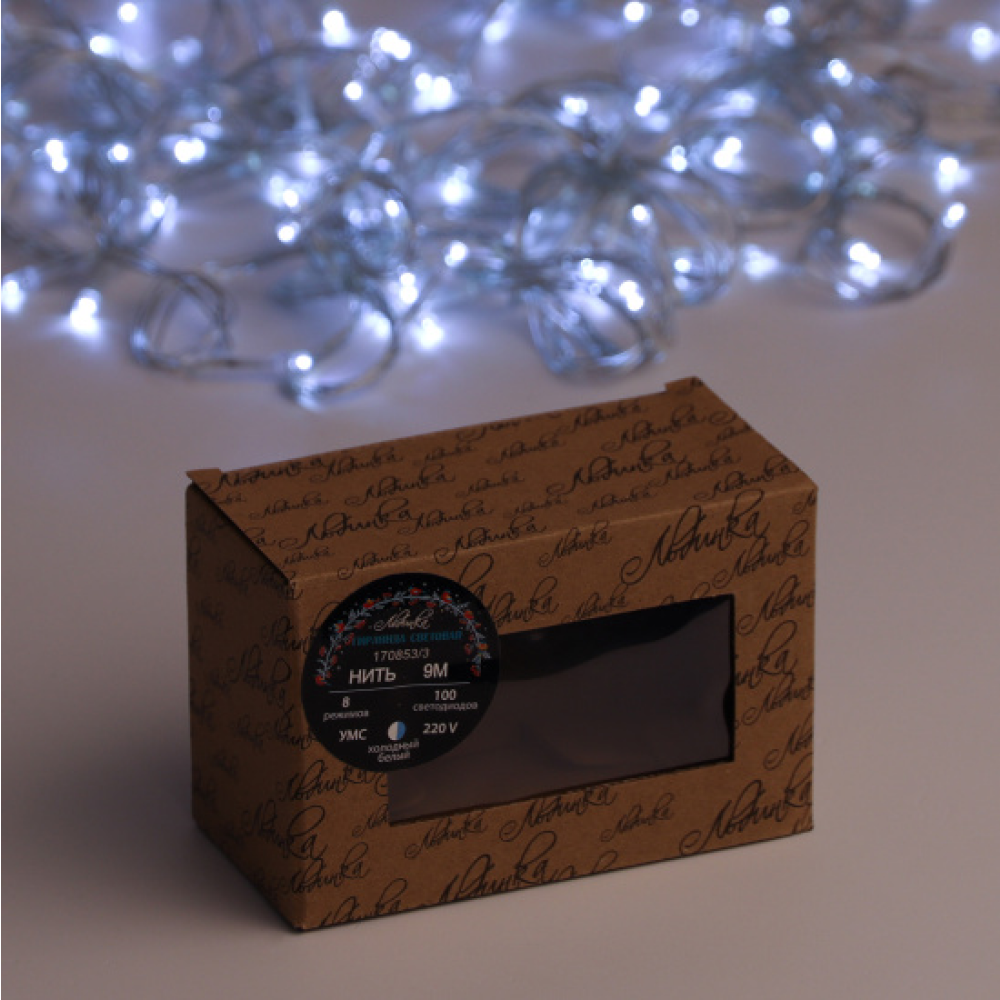 Гирлянда электрическая LED "Нить", 9 м, белый - 2
