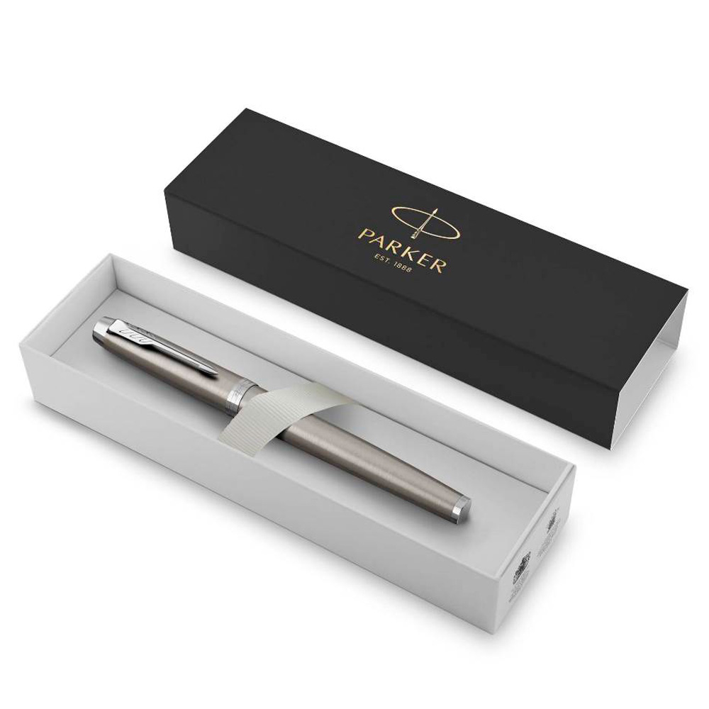 Ручка перьевая Parker "IM Essential F319 Brushed Metal CT", F, серебристый, патрон синий - 4