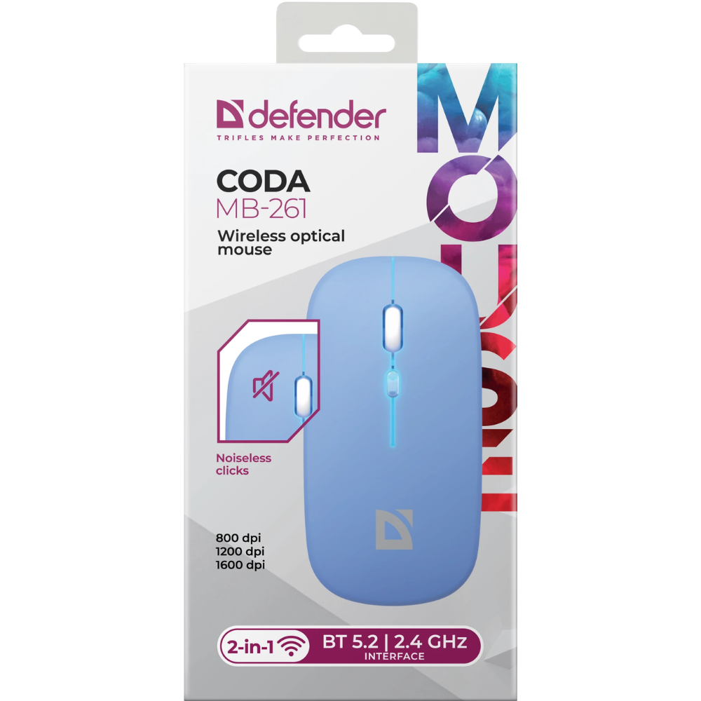 Мышь Defender Coda MB-261, беспроводная, голубой - 7