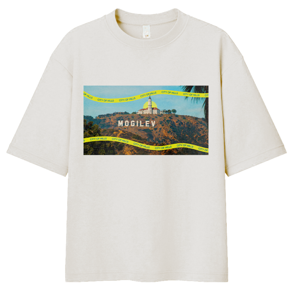 Футболка оверсайз унисекс "City of hills", XS-S, белый 