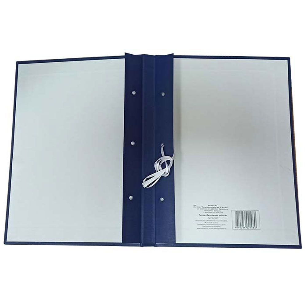 Папка для диплома "Дипломная работа", 3 отверстия со шнурком, синий