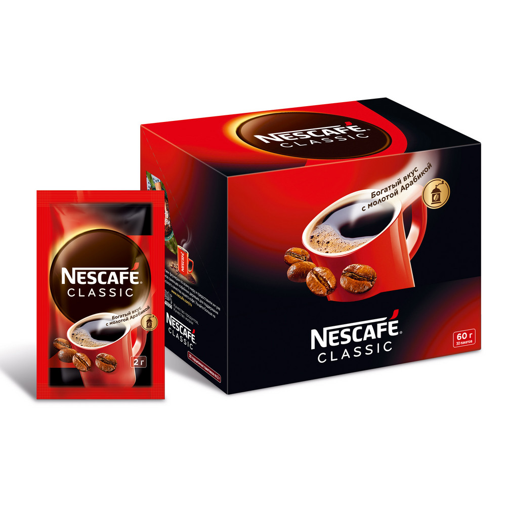 Кофе "Nescafe" Classic, растворимый, 2 гx30 пакетиков - 4