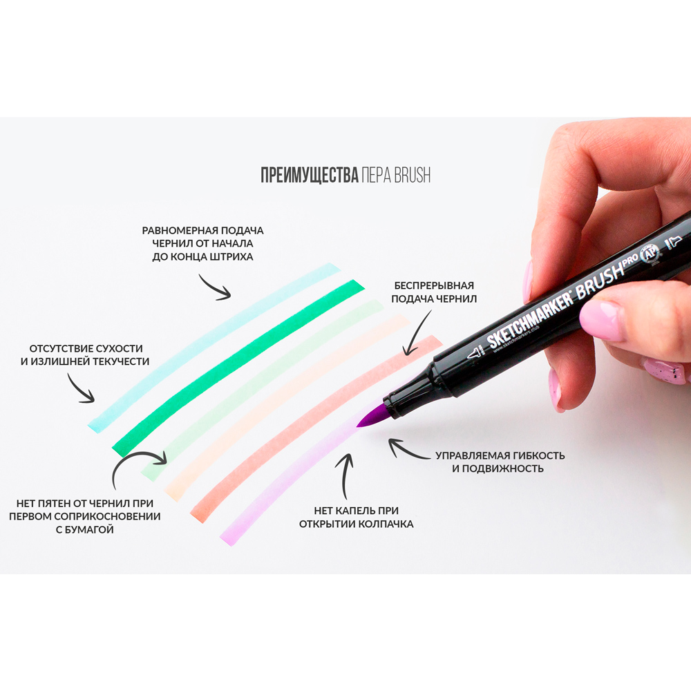 Маркер перманентный двусторонний "Sketchmarker Brush", NG3 нейтральный серый 3 - 8