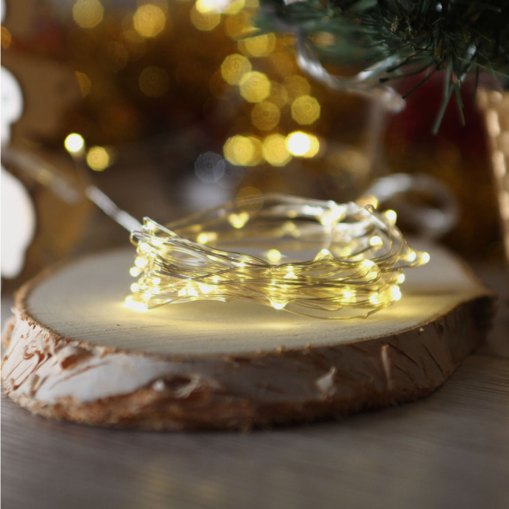 Гирлянда электрическая LED "Нить" с насадками "Роса" 5 м, тепло-белый